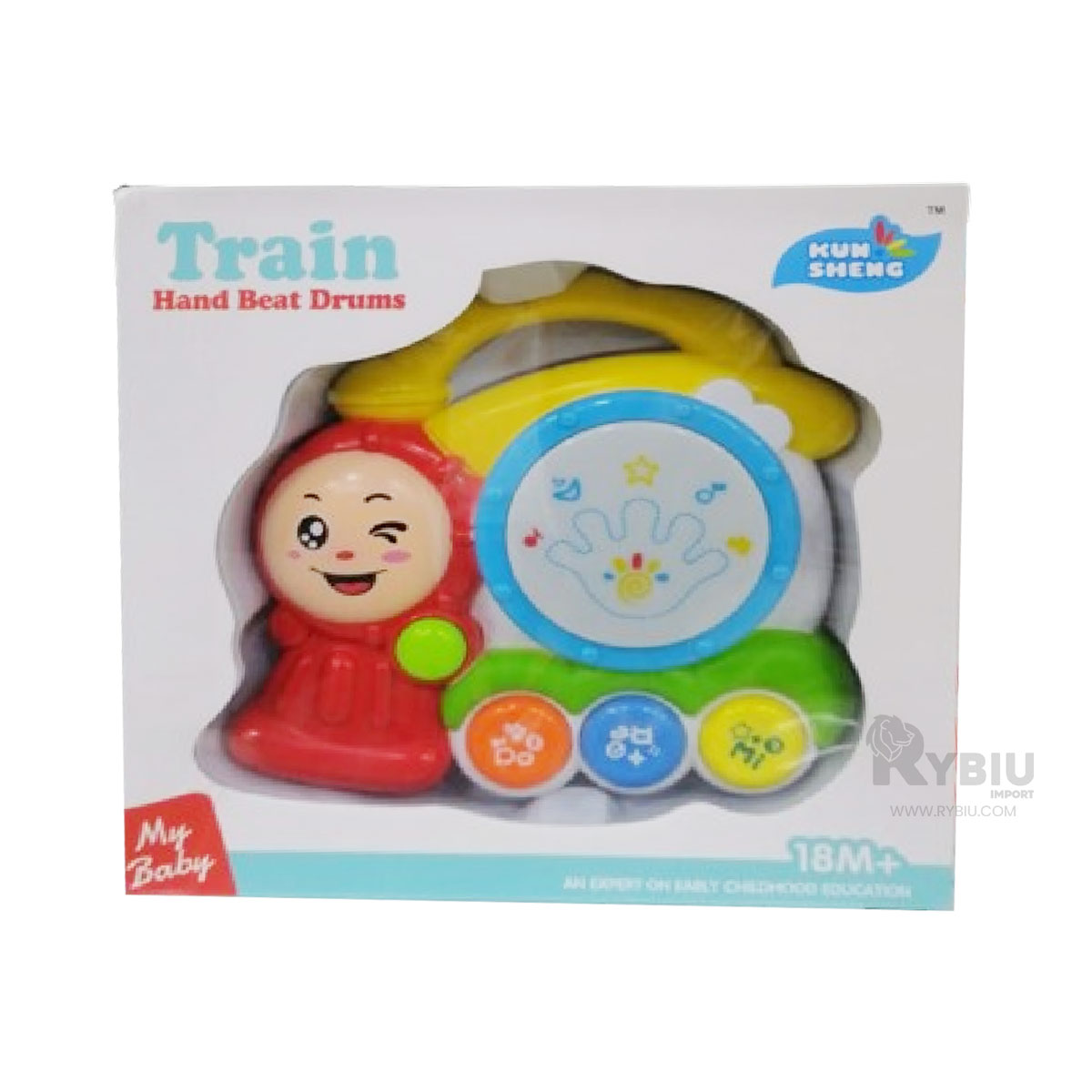TAMBOR INFANTIL DE TREN MULTICOLOR Y+PAPEL DE REGALO - 1
