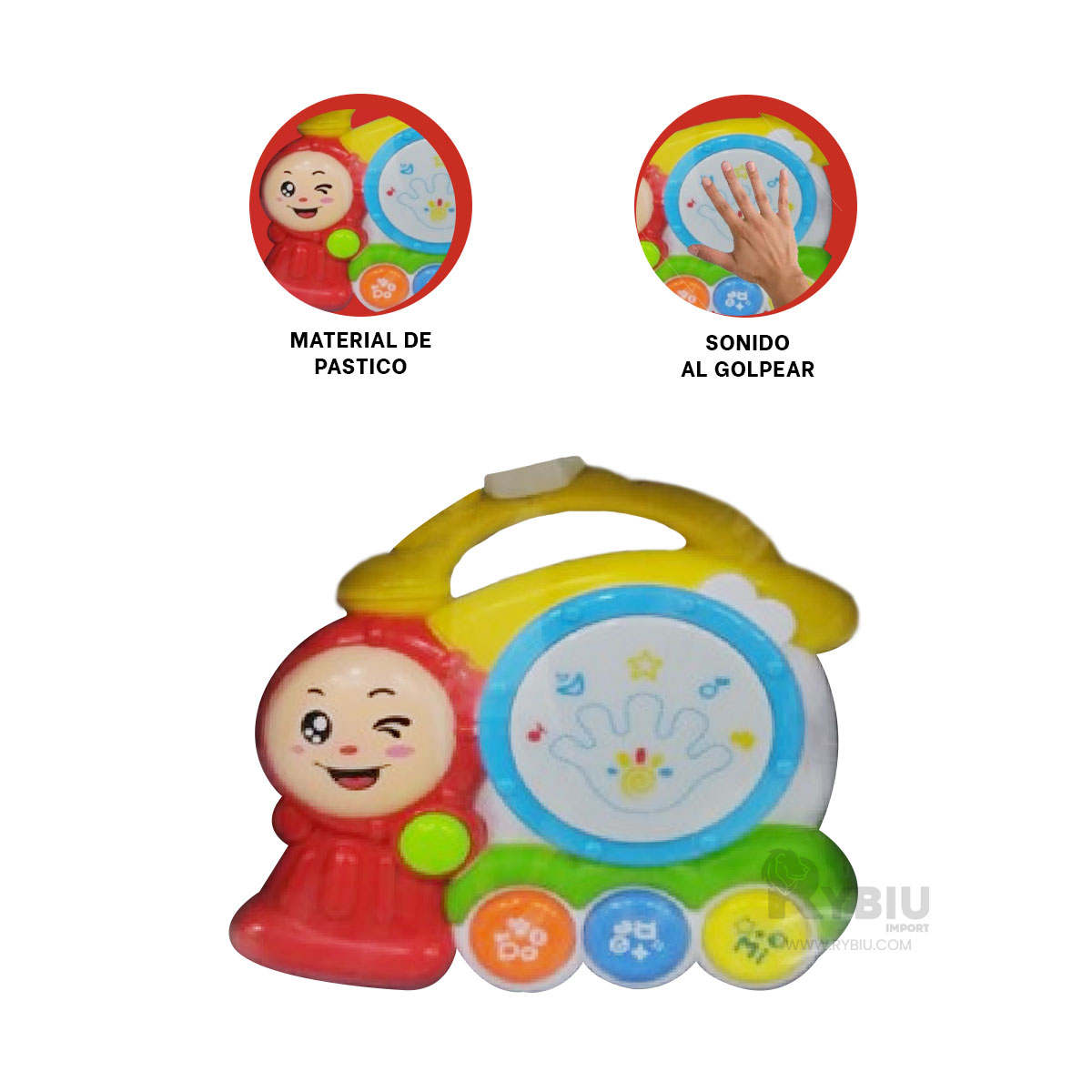 TIMBAL DE JUGUETE DE MULTICOLOR Y+GIFT STICKERS - 1