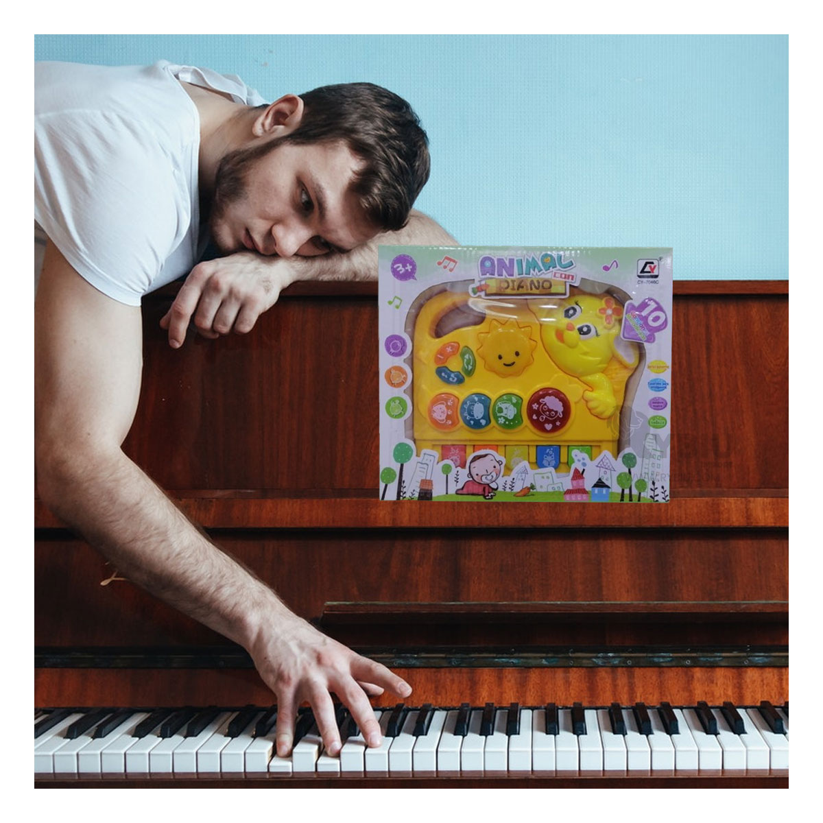 TECLADO DIDACTICO PARA PEQUEÑOS AMARILLO Y+REGALO STICKERS - 2