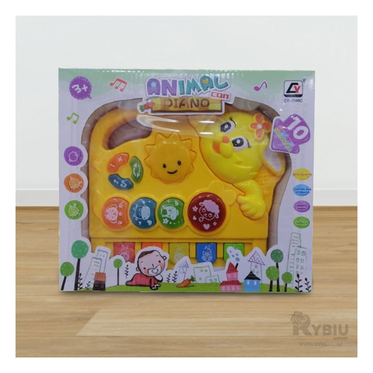 JUGUETE MUSICAL PARA CHICOS AMARILLO Y+BANDERITAS ADHESIVAS - 1