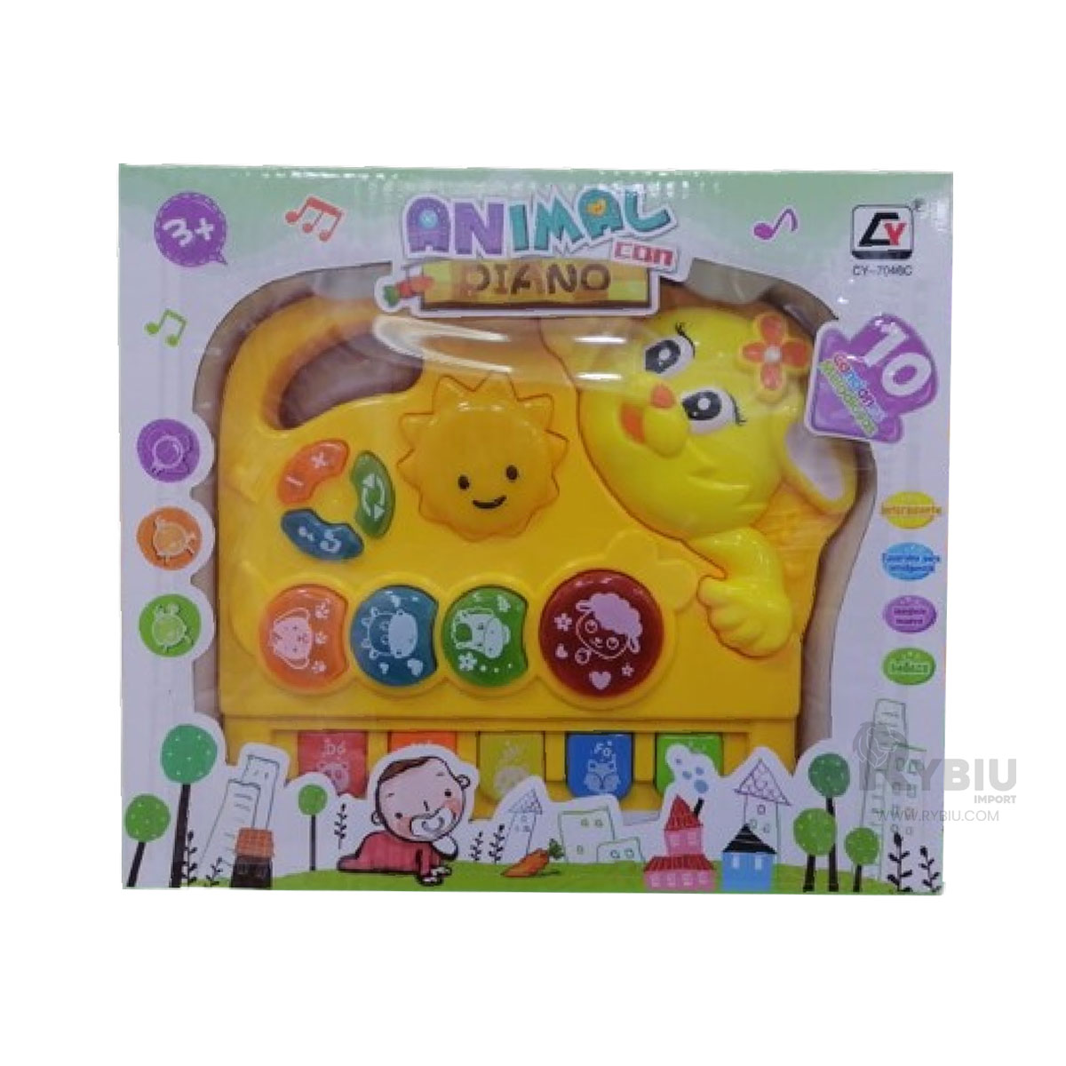 JUGUETE MUSICAL PARA CHICOS AMARILLO Y+BANDERITAS ADHESIVAS - 2
