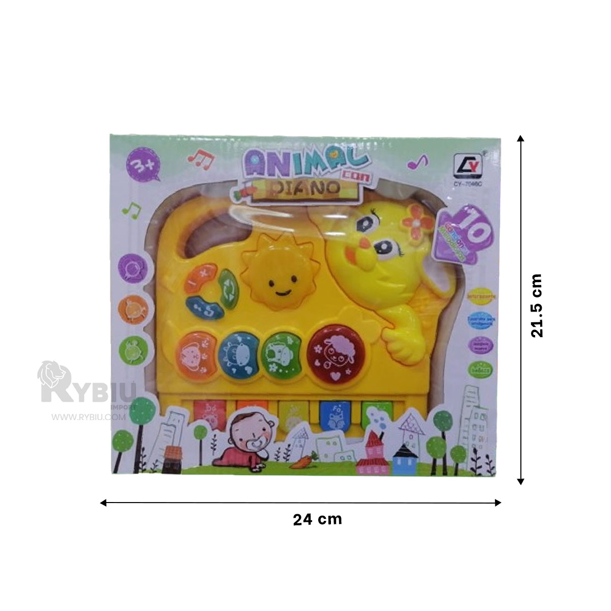 JUGUETE MUSICAL PARA CHICOS AMARILLO Y+BANDERITAS ADHESIVAS - 5