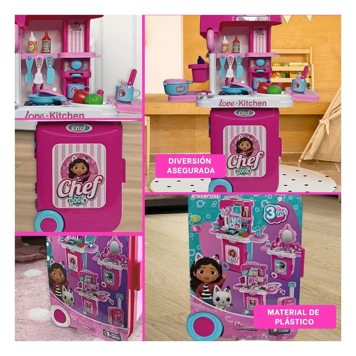KIT COCINA ESTILO CHEF CON ACCESORIOS EN MALETA PARA DIVERSION EN CASA YSTICKY - 1