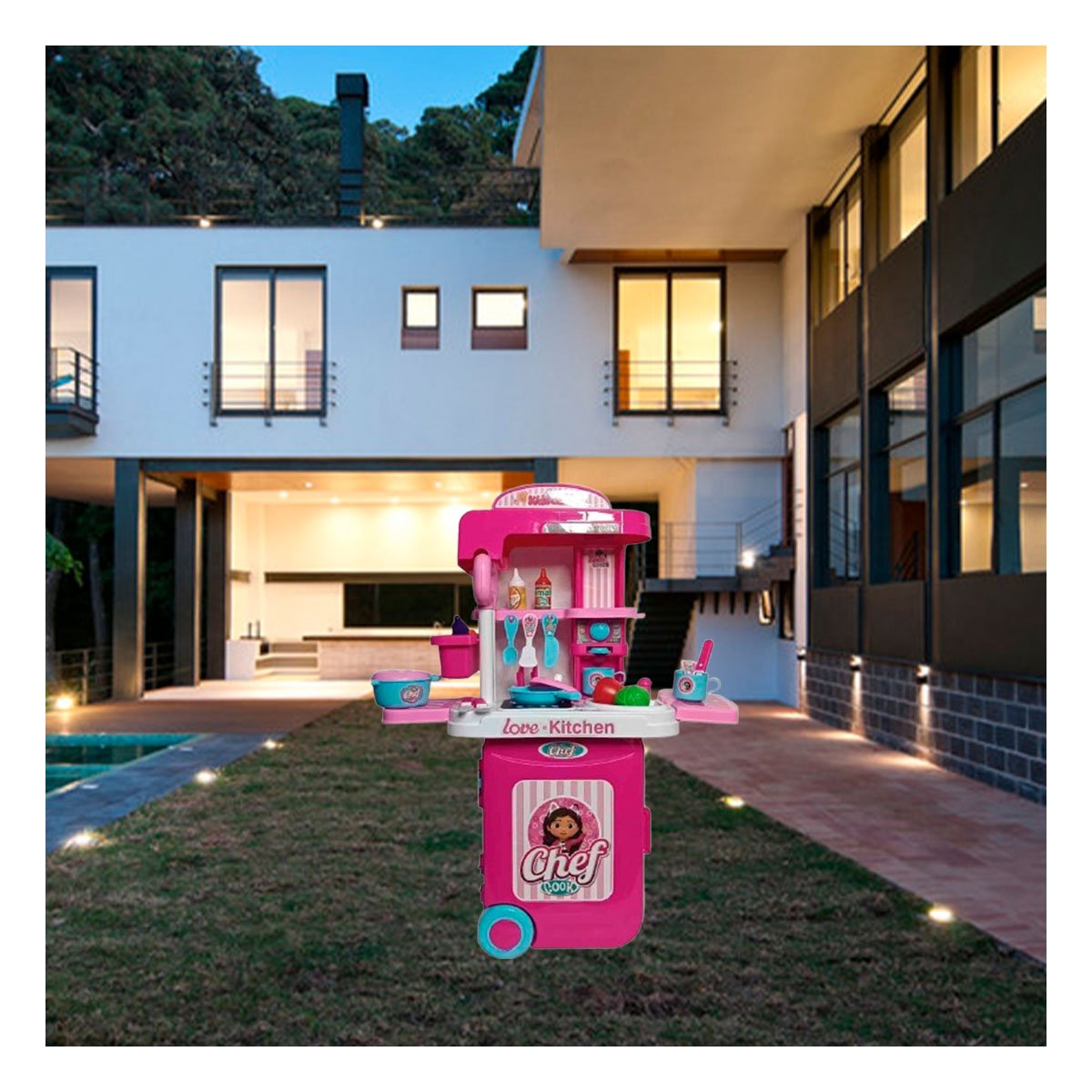 KIT COCINA ESTILO CHEF CON ACCESORIOS EN MALETA PARA DIVERSION EN CASA YSTICKY - 2