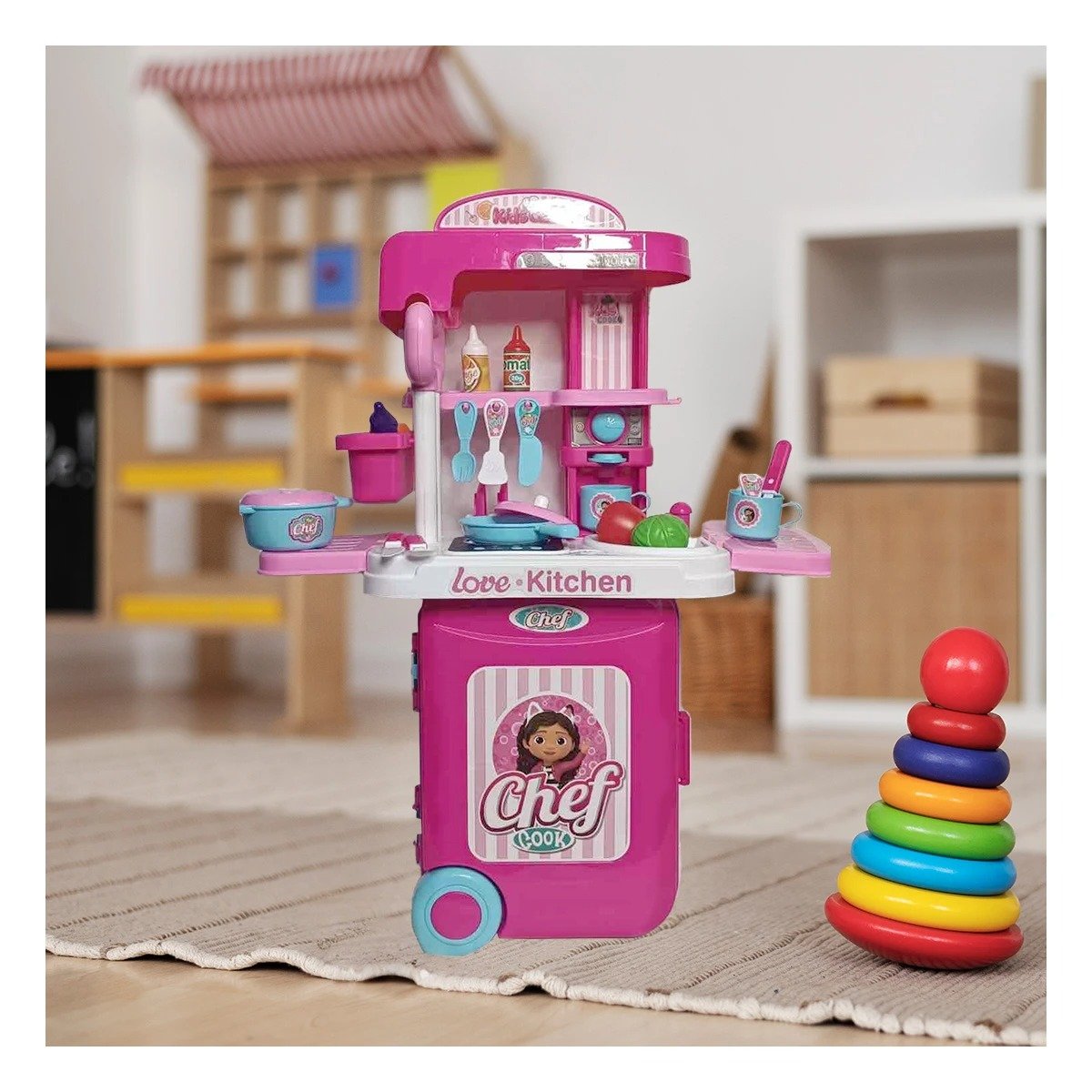 KIT COCINA ESTILO CHEF CON ACCESORIOS EN MALETA PARA DIVERSION EN CASA YSTICKY - 3