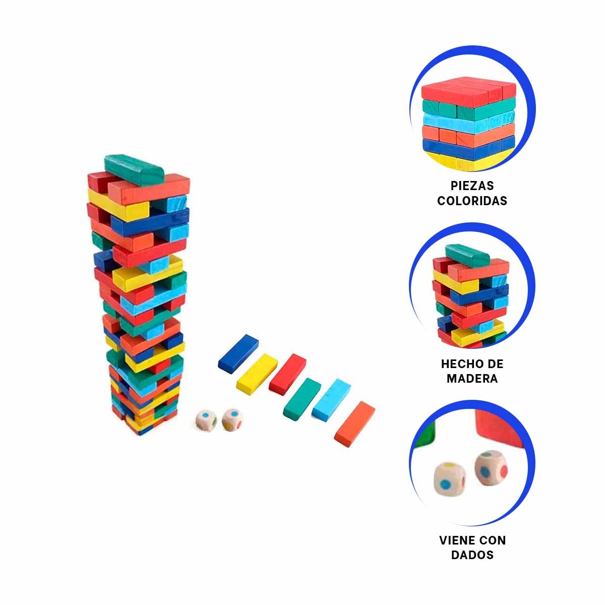 RECREATIVO DE MADERA MULTICOLOR PARA JUEGO DE MESA EN FAMILIA Y+LIGAS REGALO - 5