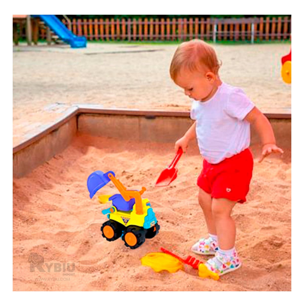 CARRO DE OBRAS INFANTIL EN MULTICOLOR Y+BANDERITAS ADHESIVAS - 3