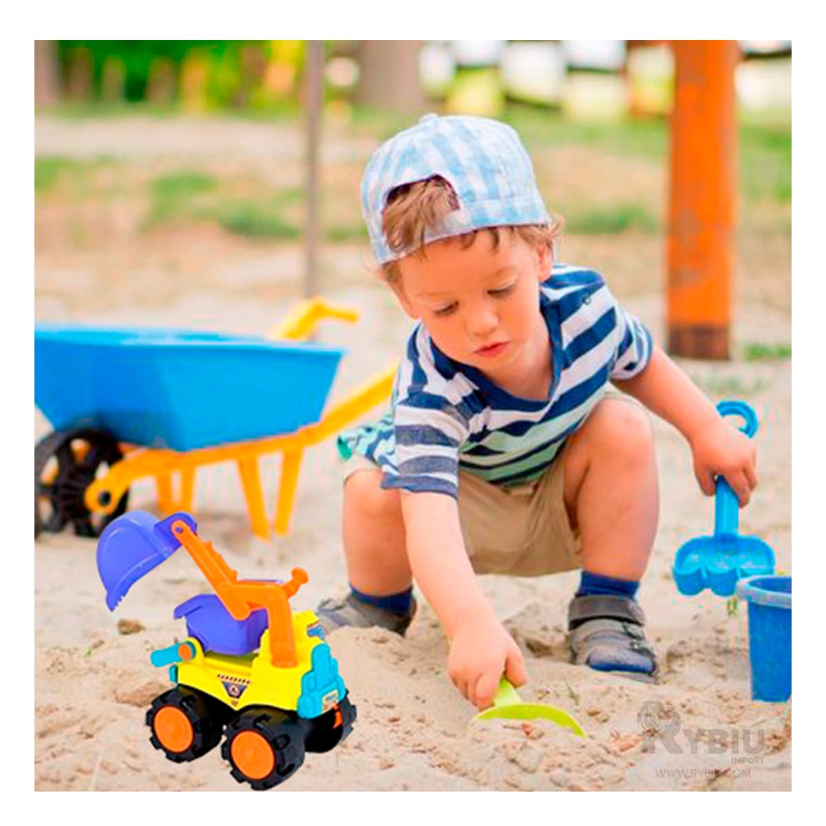 CARRO DE OBRAS INFANTIL EN MULTICOLOR Y+BANDERITAS ADHESIVAS - 4