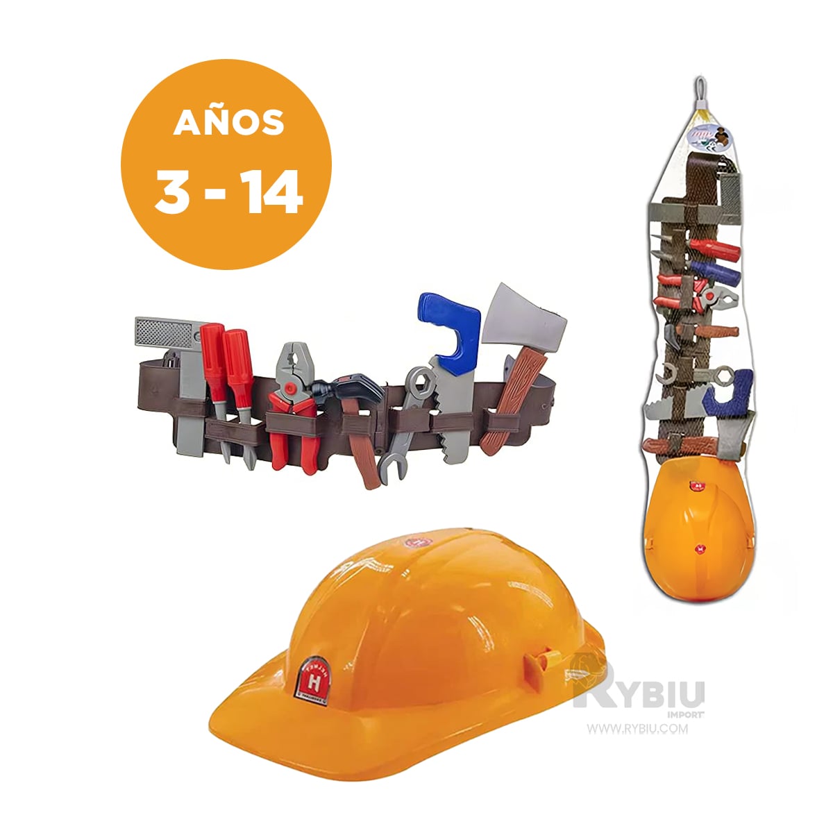 CINTURON DE HERRAMIENTAS CON CASCO PARA KIDS MULTICOLOR - 4