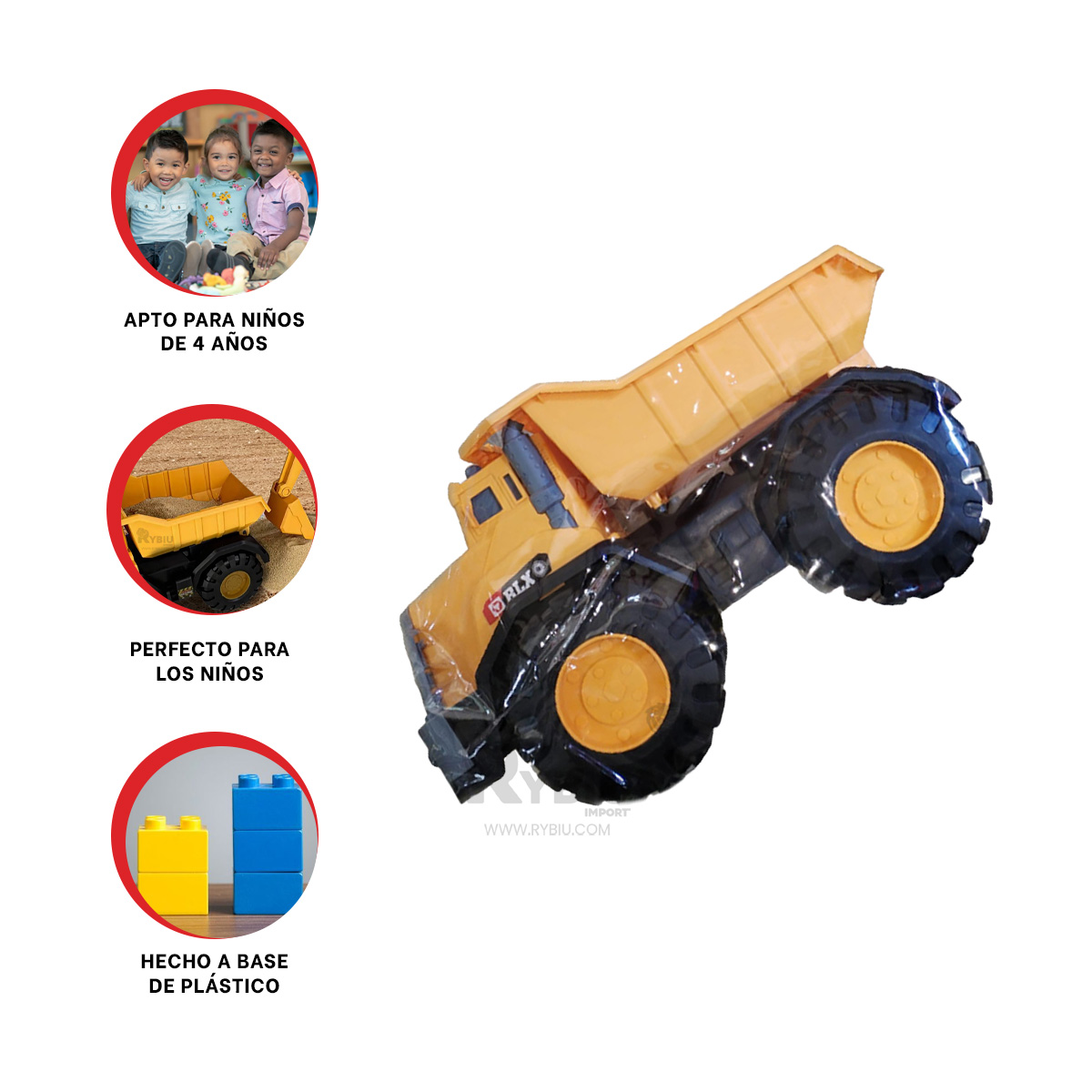 VOLQUETE DE CARRO TRUCK TONO AMARILLO Y+BANDERITAS ADHESIVAS - 2