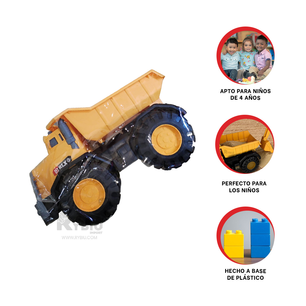 VOLQUETE DE CARRO TRUCK TONO AMARILLO Y+BANDERITAS ADHESIVAS - 3