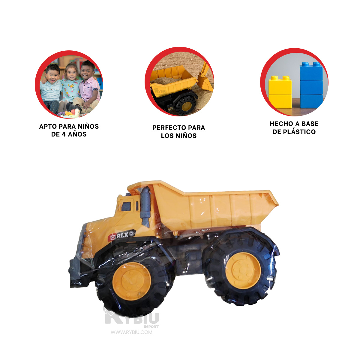 VOLQUETE DE CARRO TRUCK TONO AMARILLO Y+BANDERITAS ADHESIVAS - 4