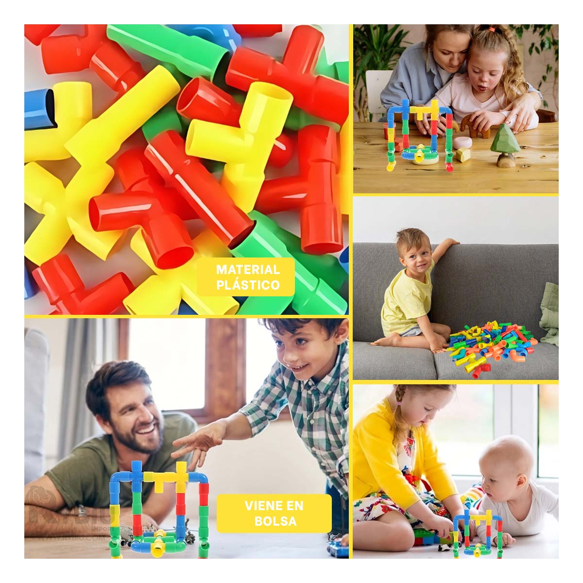 BLOQUES CON DISEÑO DE TUBO MULTICOLOR Y+ENVOLTORIO DE REGALO - 1
