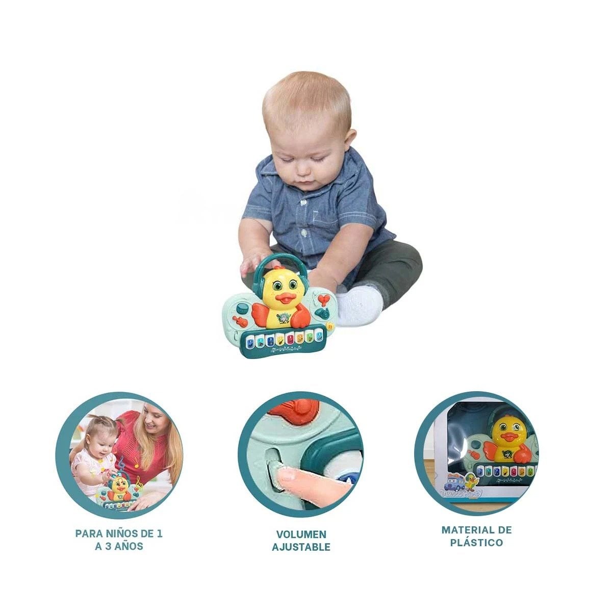 MUSICAL PATO CON TECLAS INTERACTIVAS Y SONIDO PARA HOGAR VERDE Y+LIGAS REGALO - 3