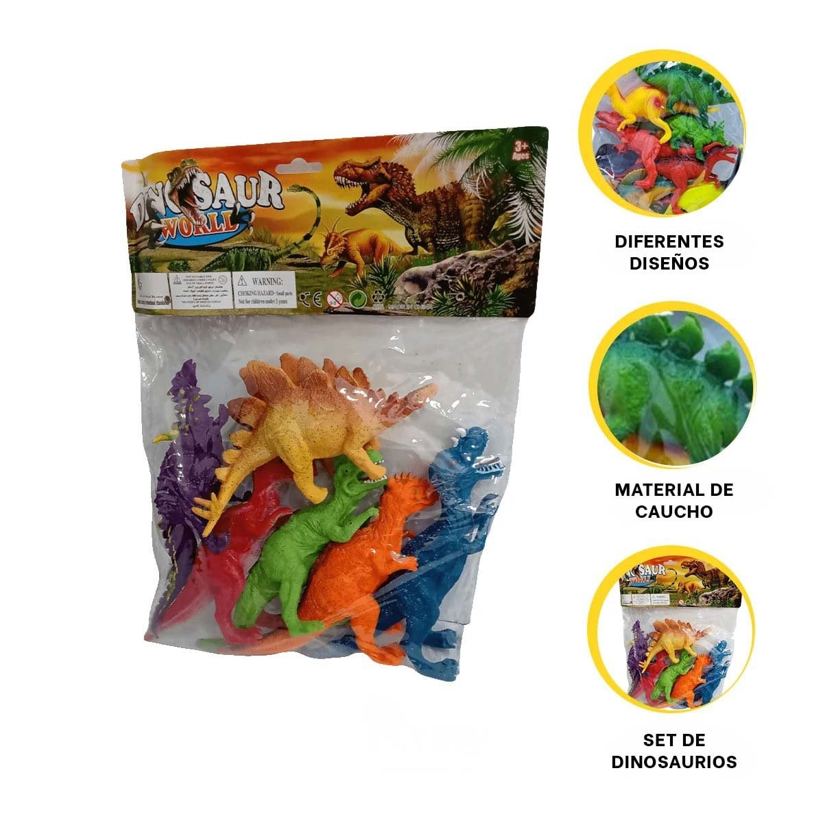 UNIVERSO DE DINOSAURIOS CON ACCESORIOS EN BOLSA PARA JUEGO EN CASA YLIGAS REGALO - 3