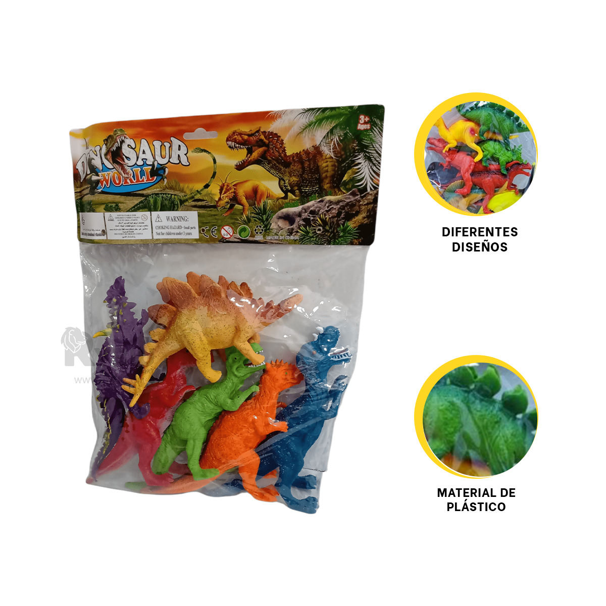 KIT DE 10 DINO PORTATIL EN MULTICOLOR Y+ENVOLTORIO DE REGALO - 4