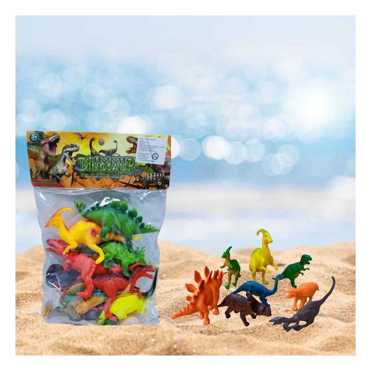 MODELO DE DINOSAURIOS CON ACCESORIOS EN BOLSA PARA JUEGO CREATIVO YPAPEL REGALO - 3