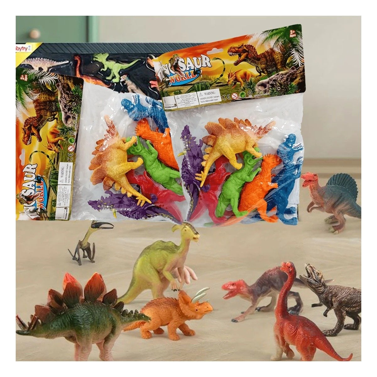 MODELO DE DINOSAURIOS CON ACCESORIOS EN BOLSA PARA JUEGO CREATIVO YPAPEL REGALO - 5