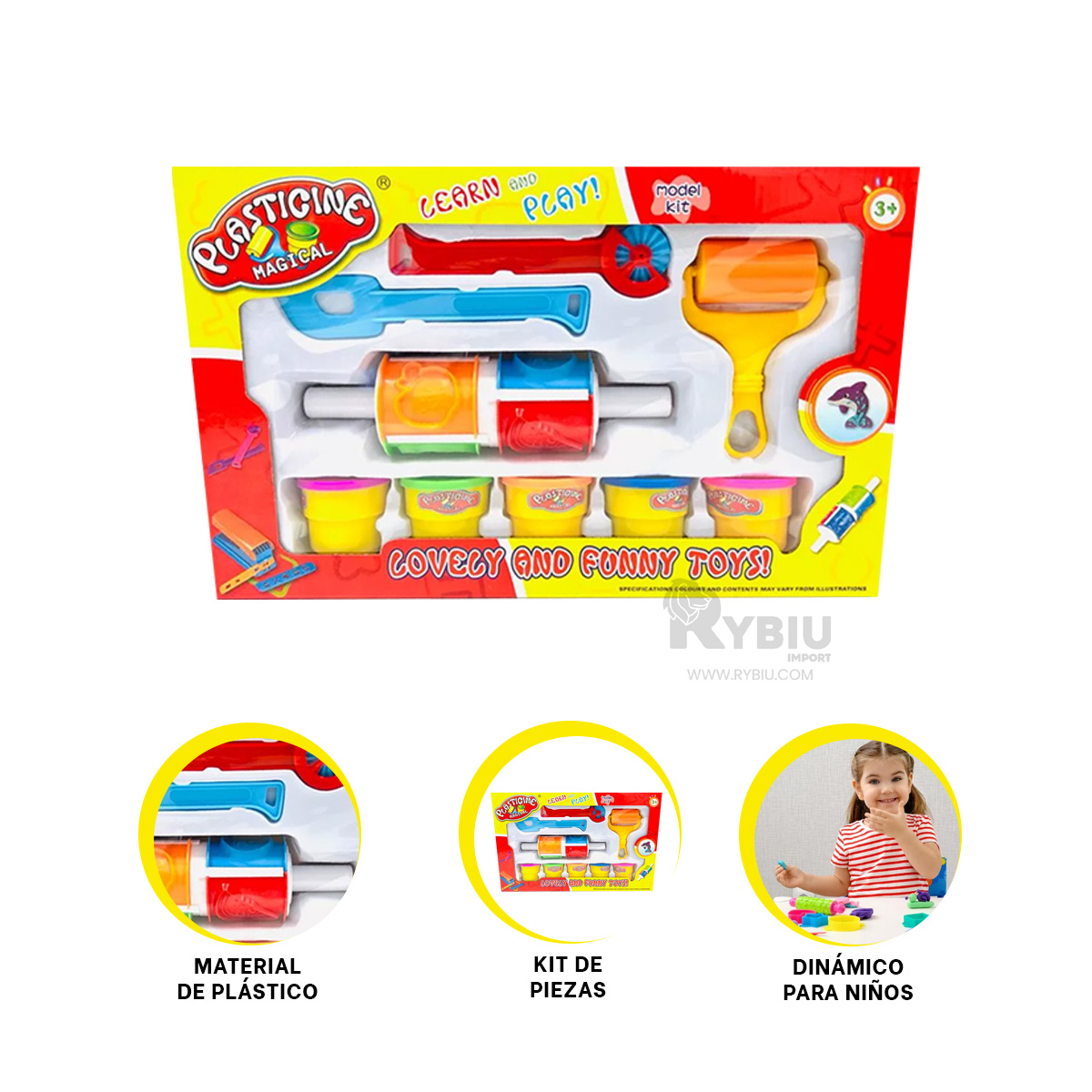 PLASTILINA FLEXIBLE DE COLOR MULTICOLOR Y+PAPEL DE REGALO - 3