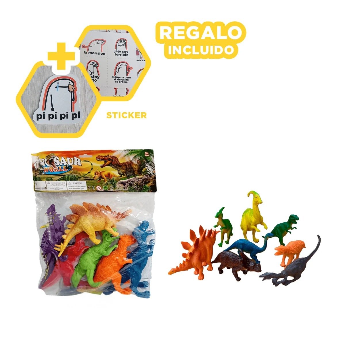 TEMATICA DE DINOSAURIOS CON ACCESORIOS EN BOLSA PARA DIVERSION HOGAR YREGALO STICKER - 1