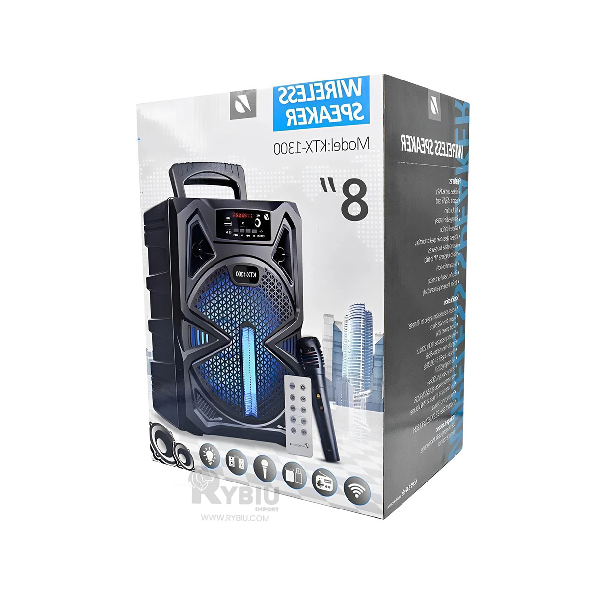 PARLANTE RYBIU VERSATIL MICRONICS EN NEGRO + PAPEL REGALO KTX-1300 - 3