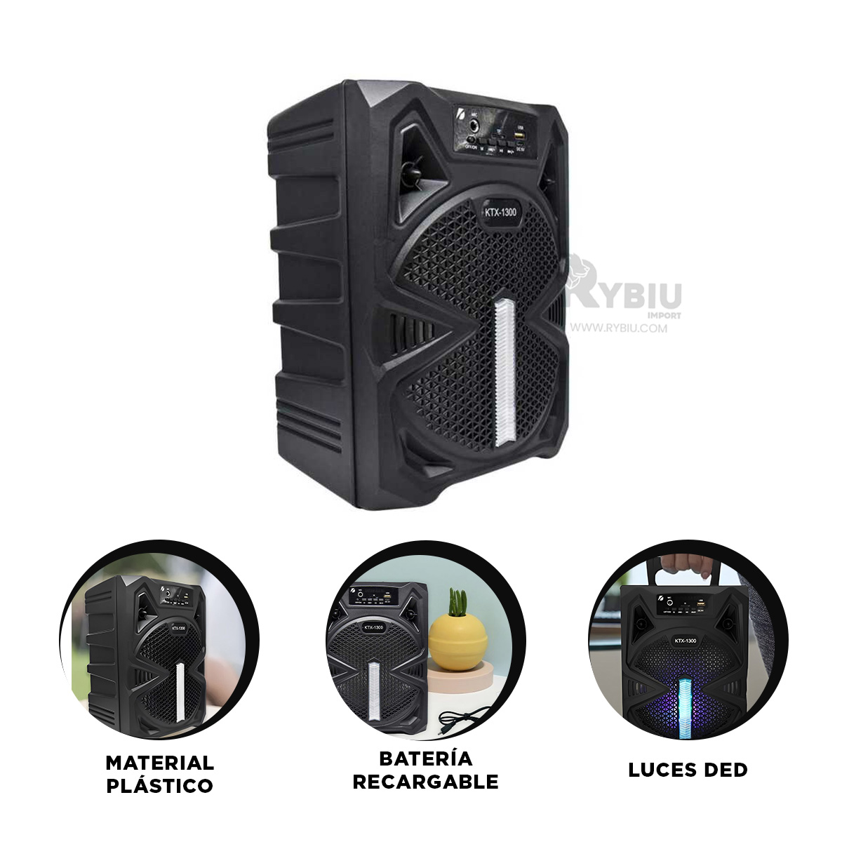 PARLANTE RYBIU VERSATIL MICRONICS EN NEGRO + PAPEL REGALO KTX-1300 - 4