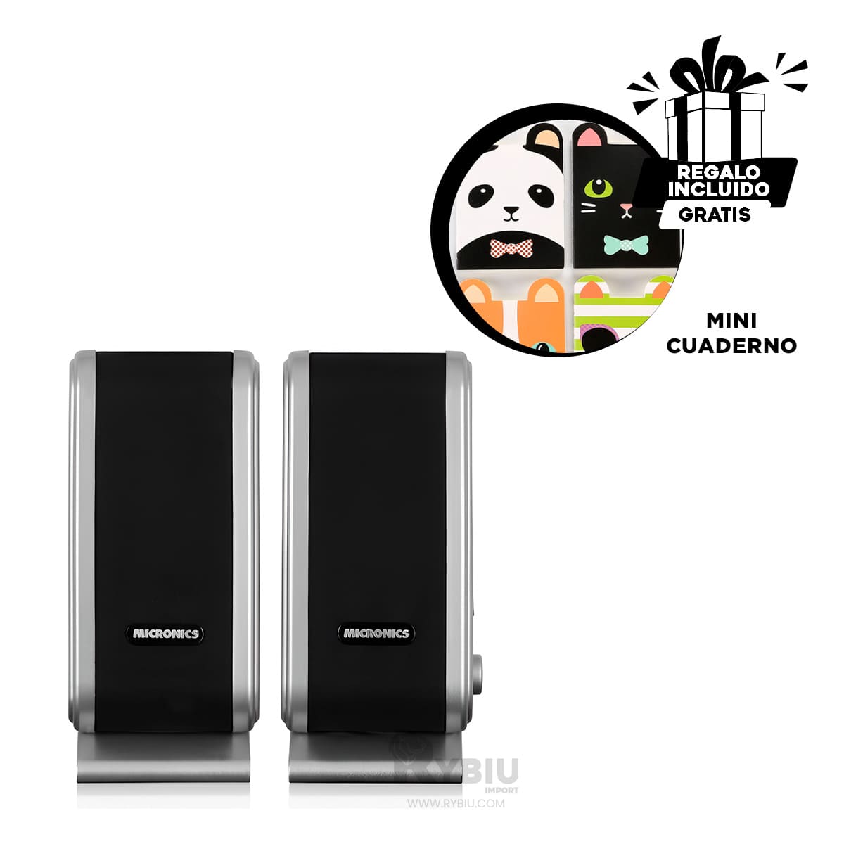 PARLANTE RYBIU VERSATIL MICRONICS EN NEGRO + PAPEL REGALO MIC S320 - 3
