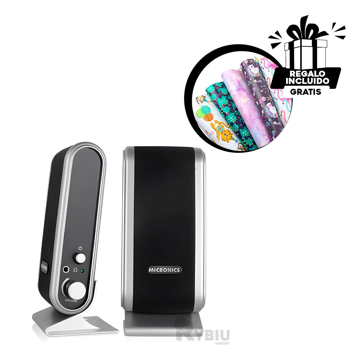 PARLANTE RYBIU VERSATIL MICRONICS EN NEGRO + PAPEL REGALO MIC S320 - 4