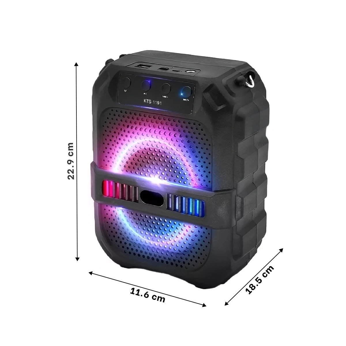 PARLANTE RYBIU CON MICROFONO Y LUZ LED EN COLOR NEGRO 6.5'' KTX-1191 - 4