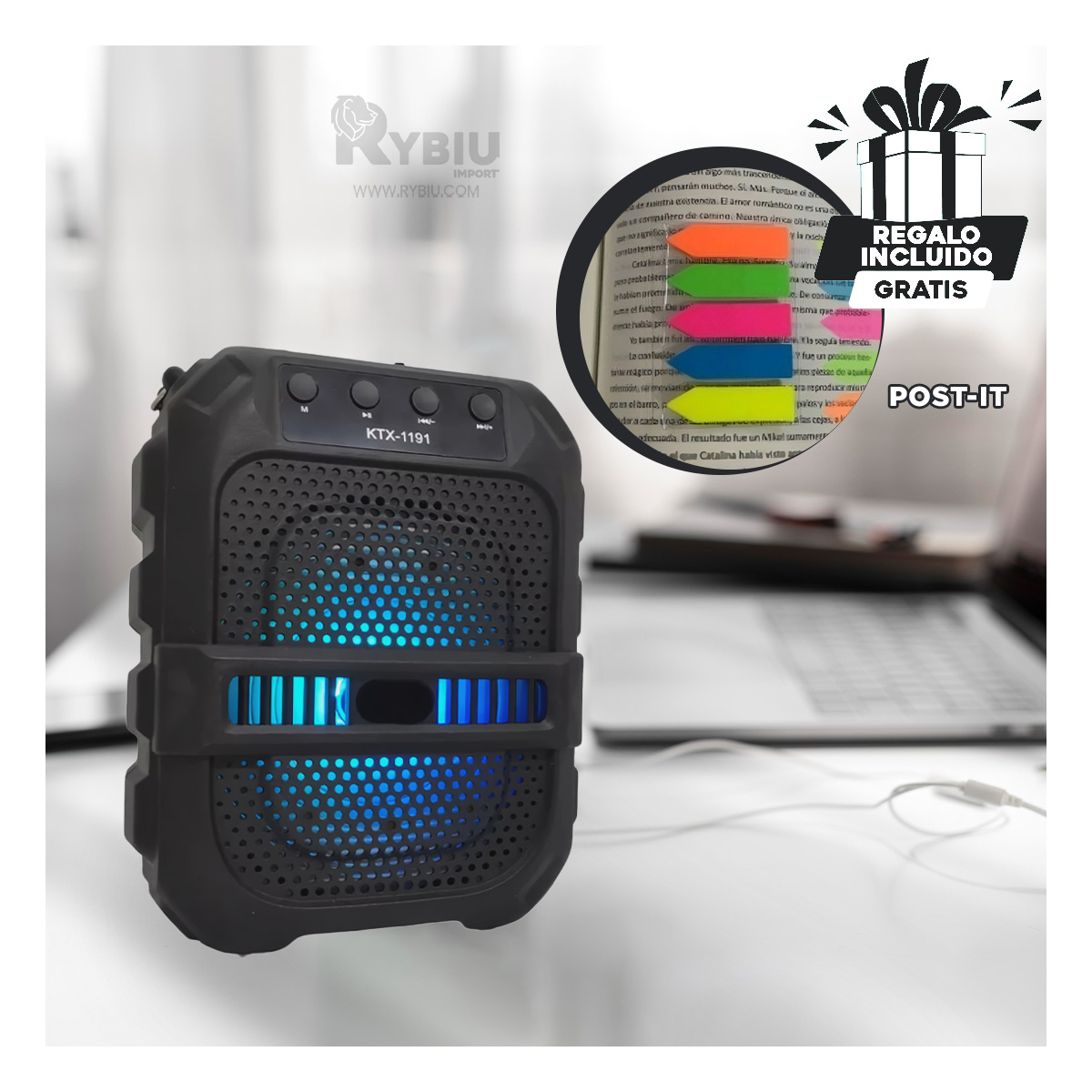 BOCINA RYBIU MODERNA CON MICRO NEGRO 6.5'' + ENVOLTORIO REGALO KTX-1191 - 1