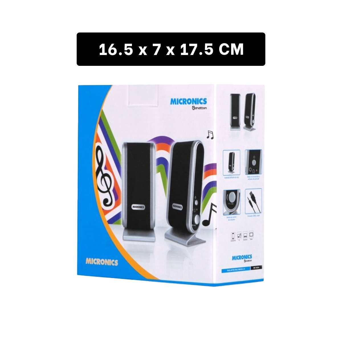 PARLANTE RYBIU PORTATIL MICRONICS EN NEGRO + PAPEL REGALO MIC S320 - 4