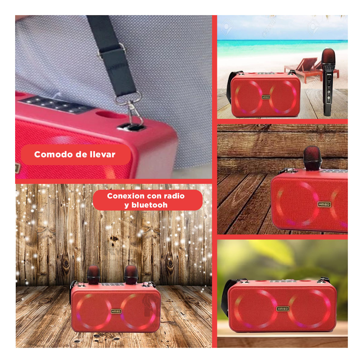 BOCINA RYBIU FACIL TRANSPORTE EN TONO ROJO + GIFT MINIAGENDA KMS-186 - 4