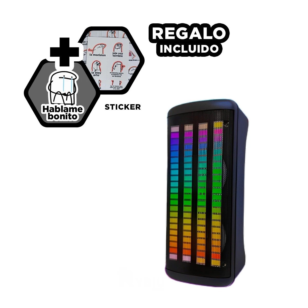PARLANTE RYBIU CON CONTROL INTEGRADO NEGRO 8'' + REGALO STICKERS KTS-1760 - 1