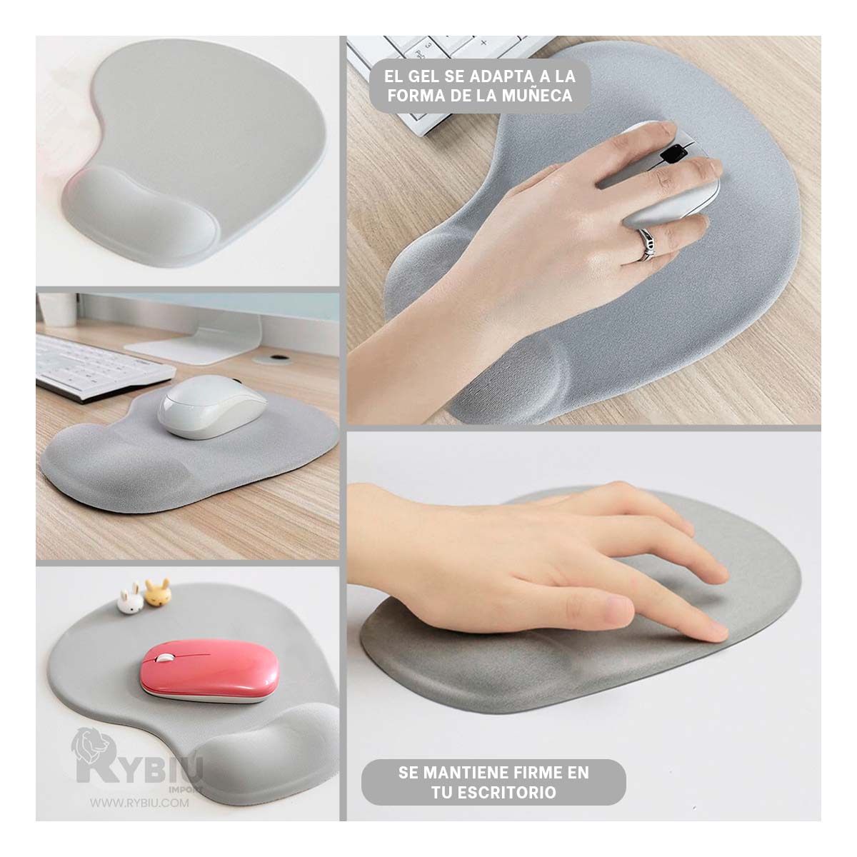 MOUSE PAD RYBIU TE31600 ALFOMBRILLA FUNCIONAL PC GRIS + BANDERITAS ADHESIVAS - 1
