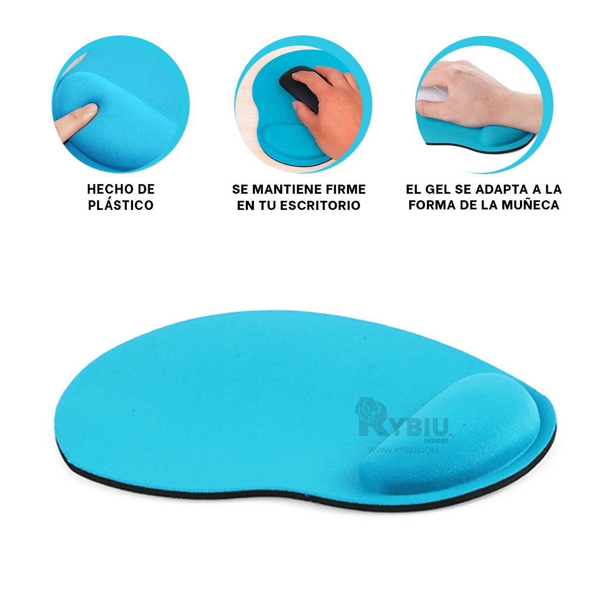 MOUSE PAD RYBIU TE31599 CONVENIENTE OFICINA CELESTE + REGALO AGENDITA - 3