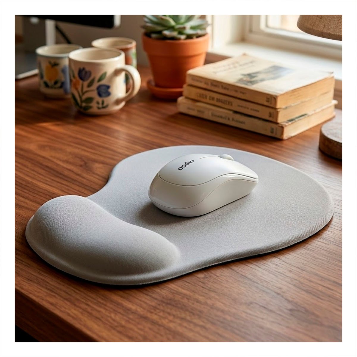 MOUSE PAD GRIS PEQUENO CON GEL Y DESCANSO ERGONOMICO - 1