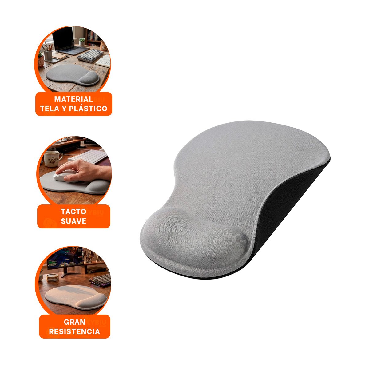 MOUSE PAD GRIS PEQUENO CON GEL Y DESCANSO ERGONOMICO - 3