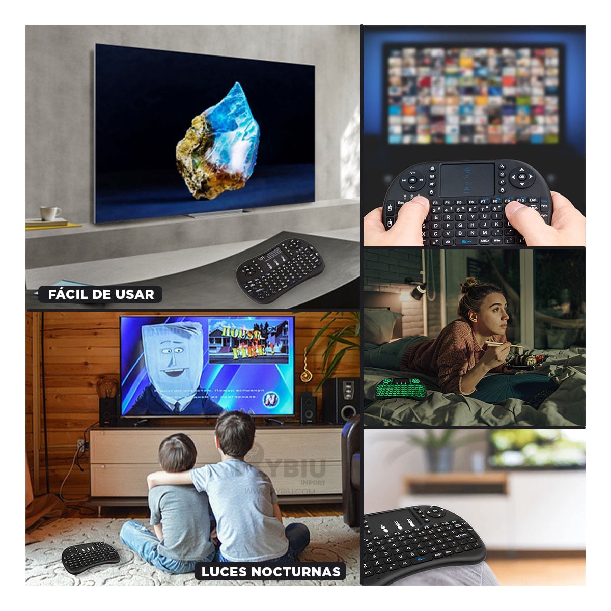 PANEL BLUETOOTH RYBIU MINI TECLADO EN NEGRO + REGALO LIGAS PEINAR TE31589 - 2
