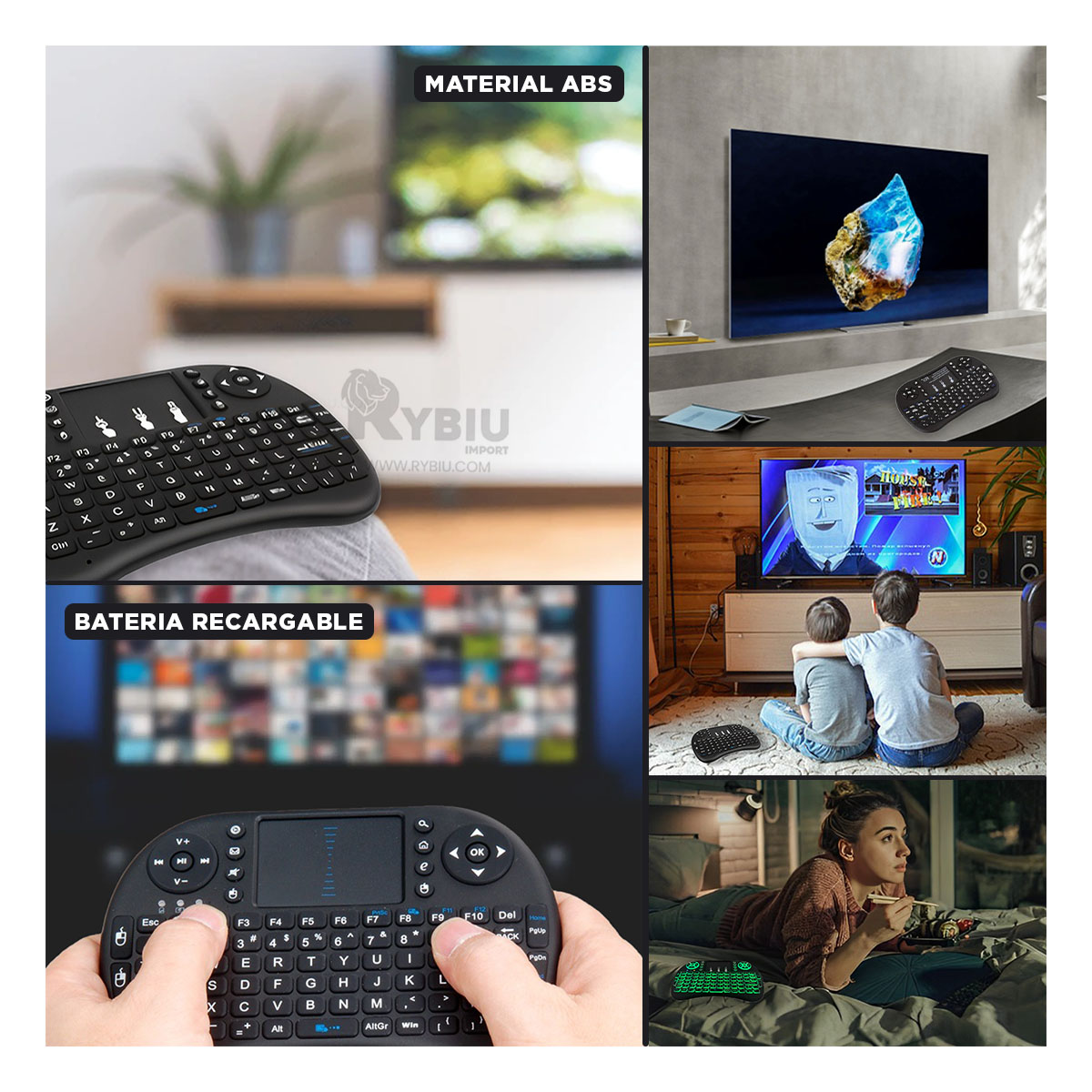 PANEL BLUETOOTH RYBIU MINI TECLADO EN NEGRO + REGALO LIGAS PEINAR TE31589 - 4