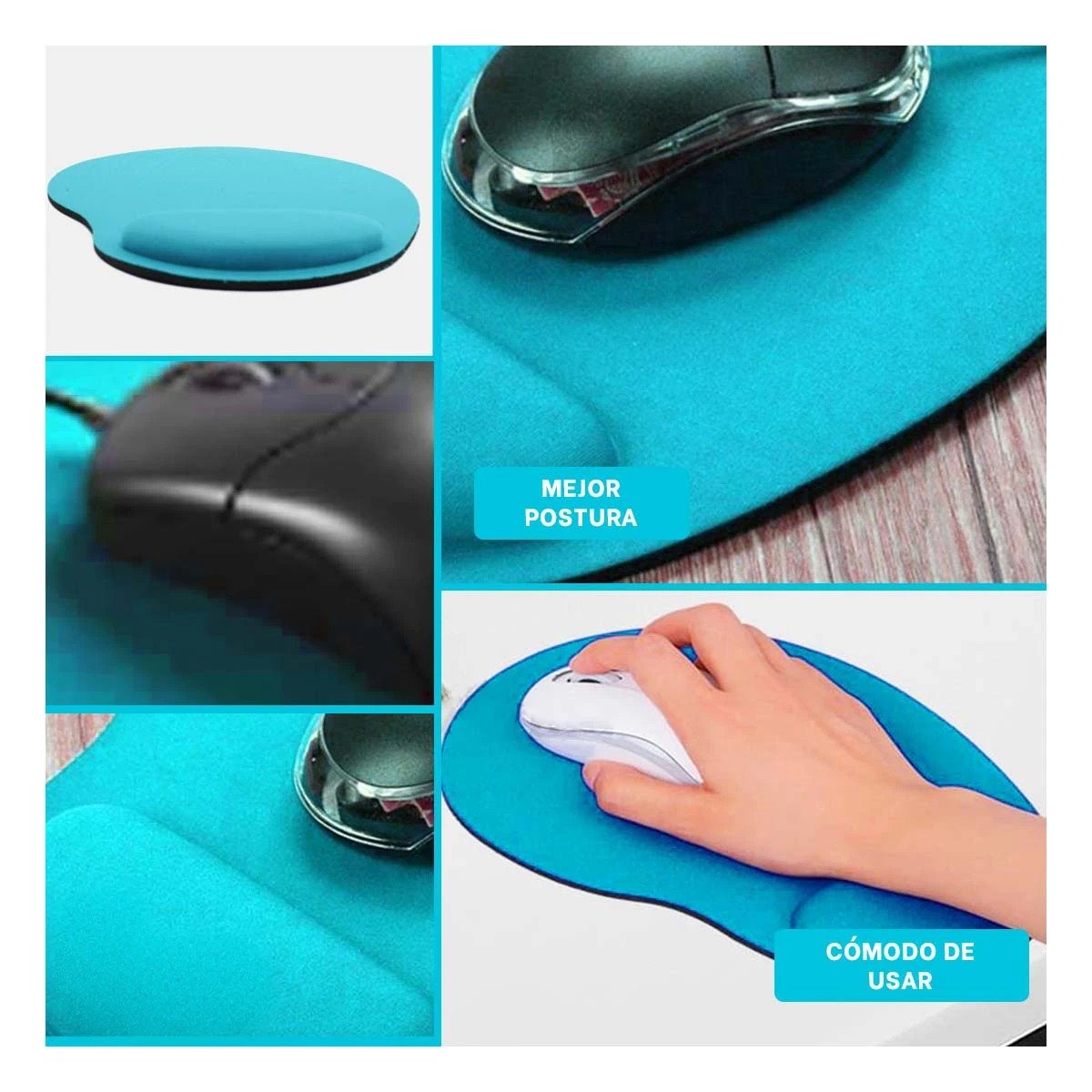 MOUSE PAD RYBIU TE31599 ALFOMBRILLA COLOR CELESTE + LIGAS REGALO - 5