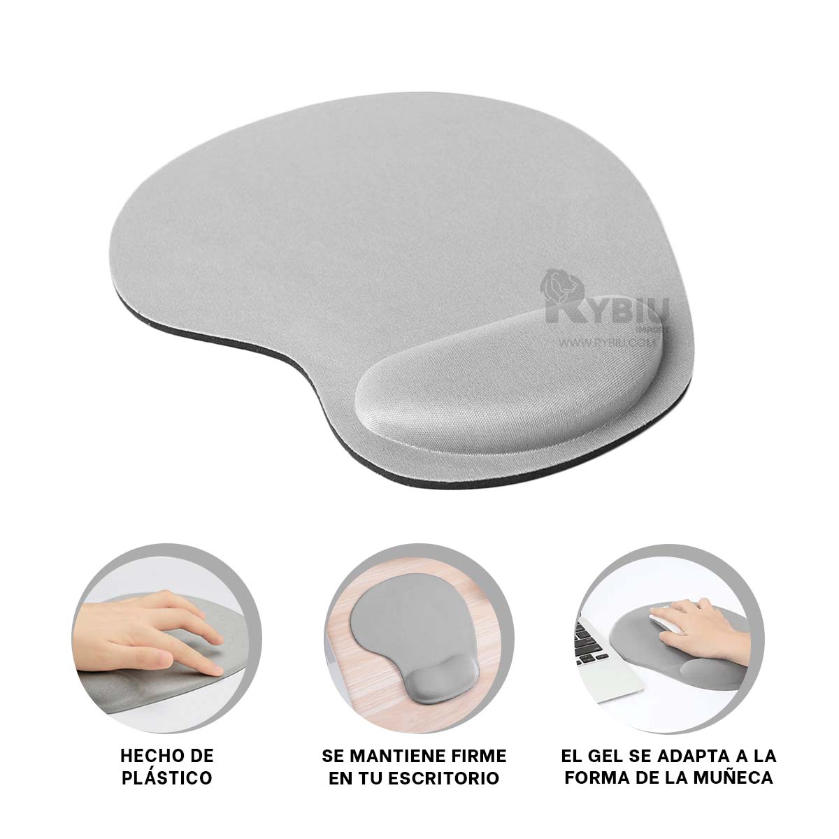 MOUSE PAD RYBIU TE31600 ALFOMBRILLA UTIL PC GRIS + REGALO LIGAS PEINAR - 3