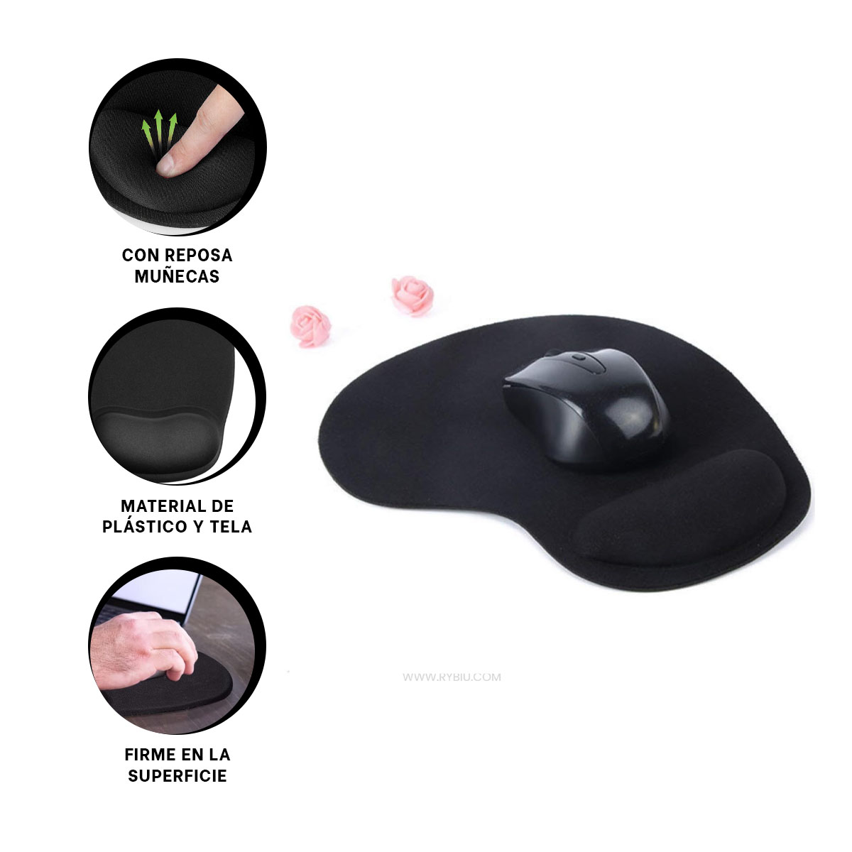 BASE RYBIU E31601 DISEÑO COMPACTO COLOR NEGRO + REGALO AGENDITA - 3