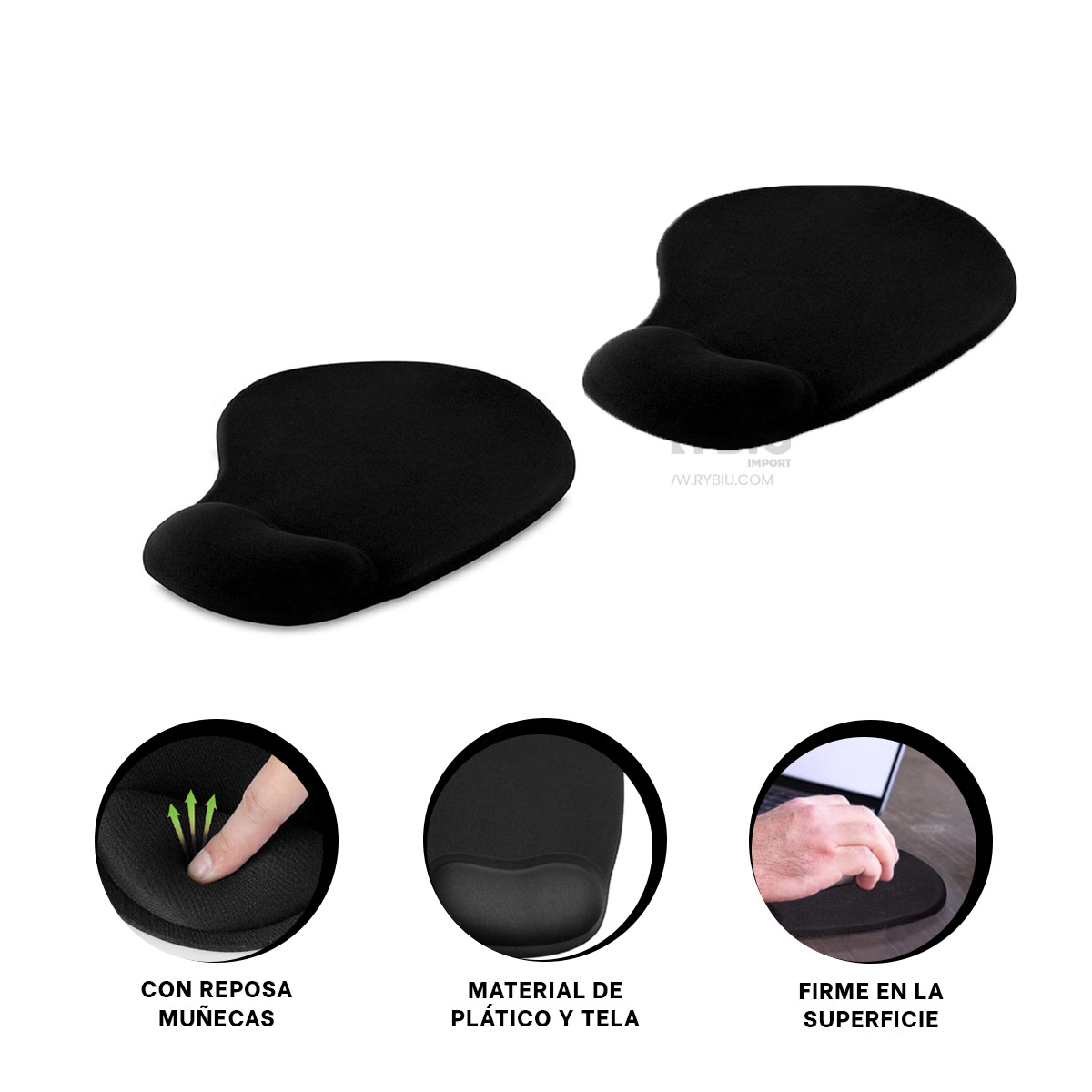 MOUSE PAD RYBIU E31601 SUPERFICIE SUAVE COLOR NEGRO + PAPEL REGALO - 4