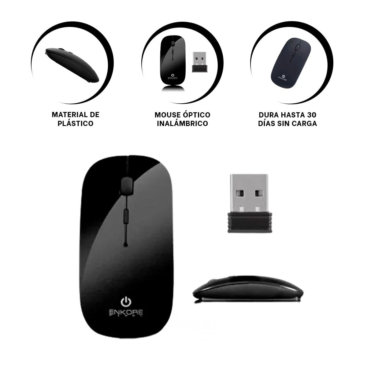 MOUSE RYBIU OPTIMO E INALÁMBRICO ENKORE PIXEL EKM 108WL NEGRO - 3