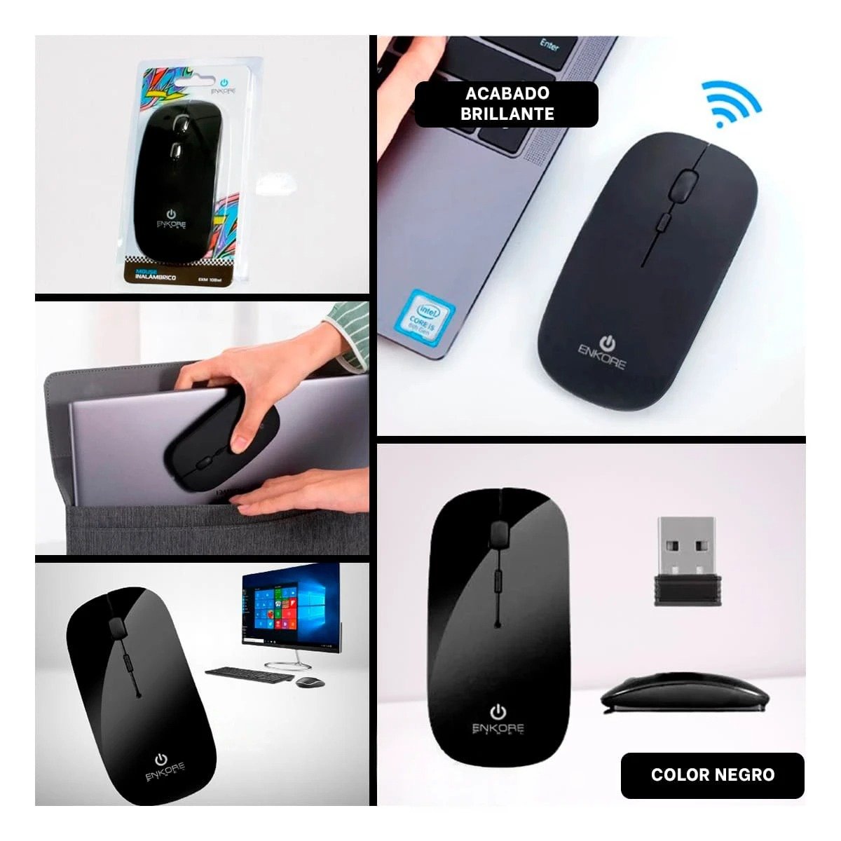 MOUSE RYBIU OPTIMO E INALÁMBRICO ENKORE PIXEL EKM 108WL NEGRO - 5