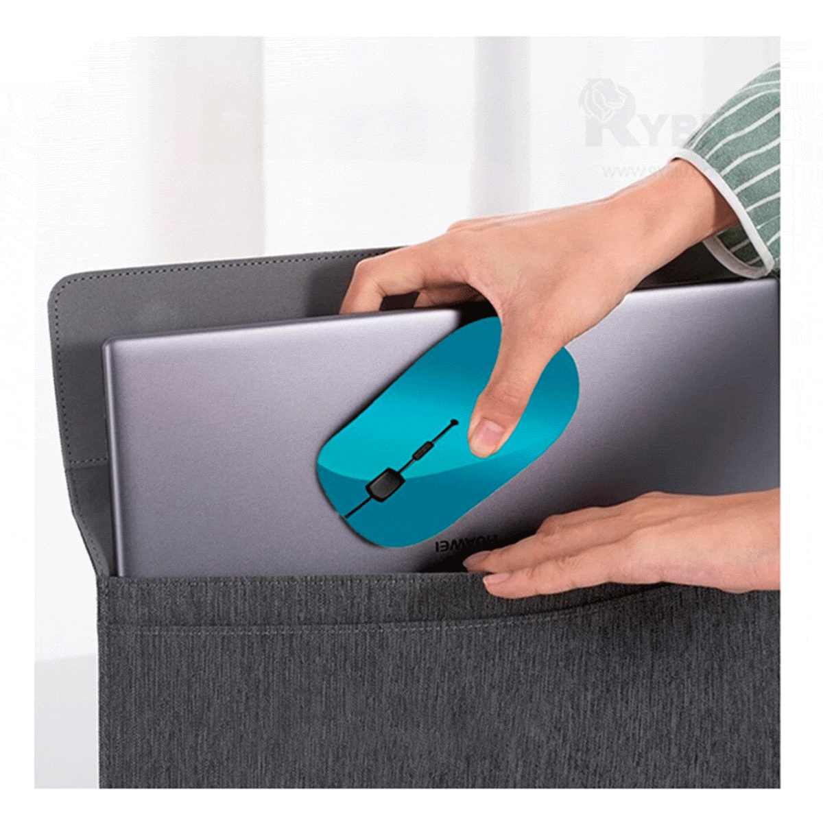 MOUSE RYBIU MODERNO Y DINAMICO 108WL CELESTE + PAPEL REGALO - 1