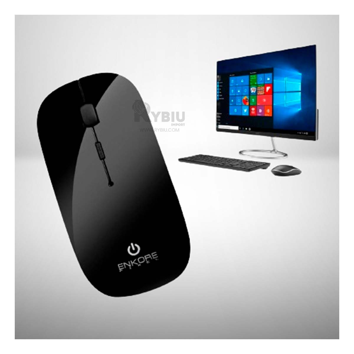 MOUSE RYBIU MODERNO Y DINAMICO 108WL NEGRO + PAPEL REGALO - 1