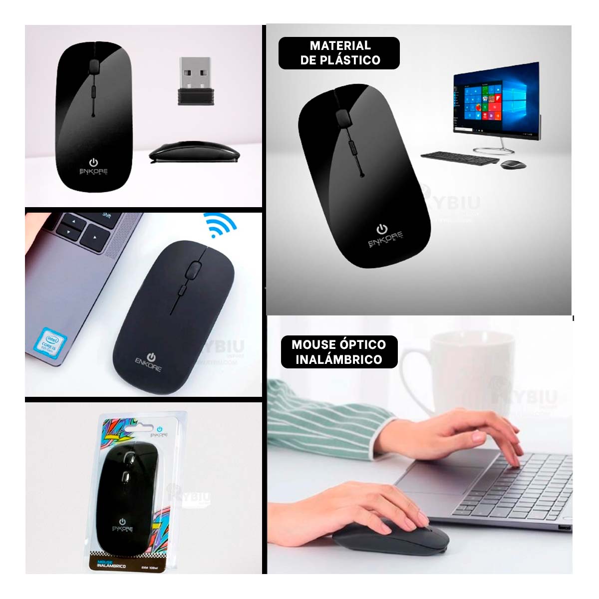 MOUSE RYBIU MODERNO Y DINAMICO 108WL NEGRO + PAPEL REGALO - 4