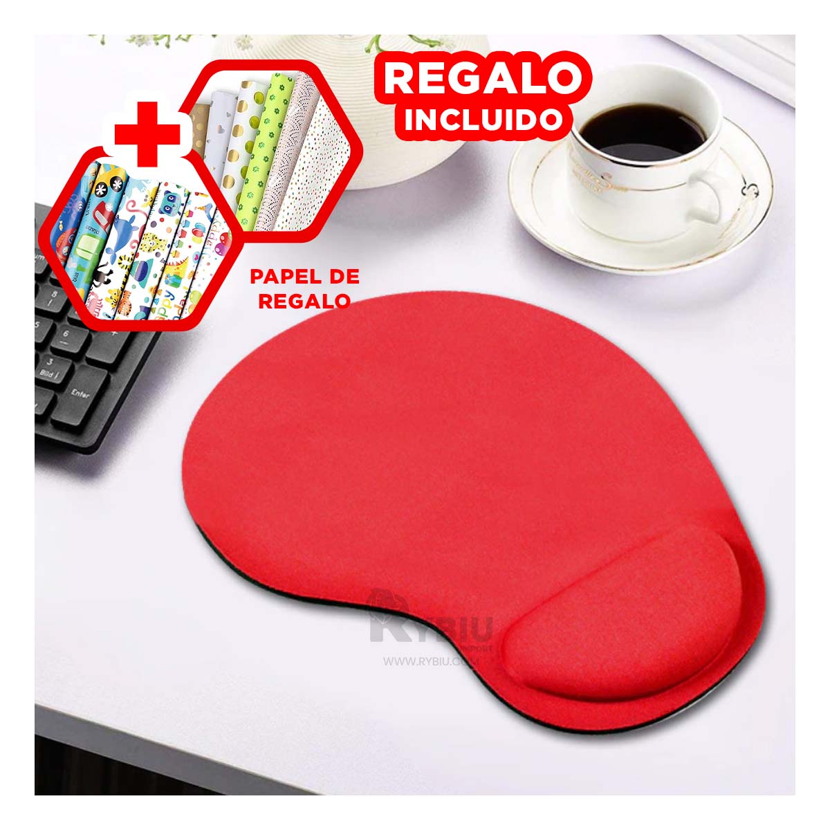 BASE RYBIU E31602 IDEAL ESCRITORIO ROJO + REGALO STICKERS - 1