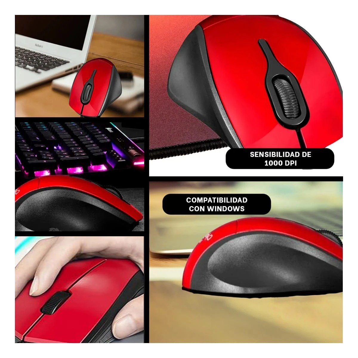 MOUSE RYBIU CYBERTEL DVINCI MULTIFUNCIONAL COLOR ROJO TE31593 - 5
